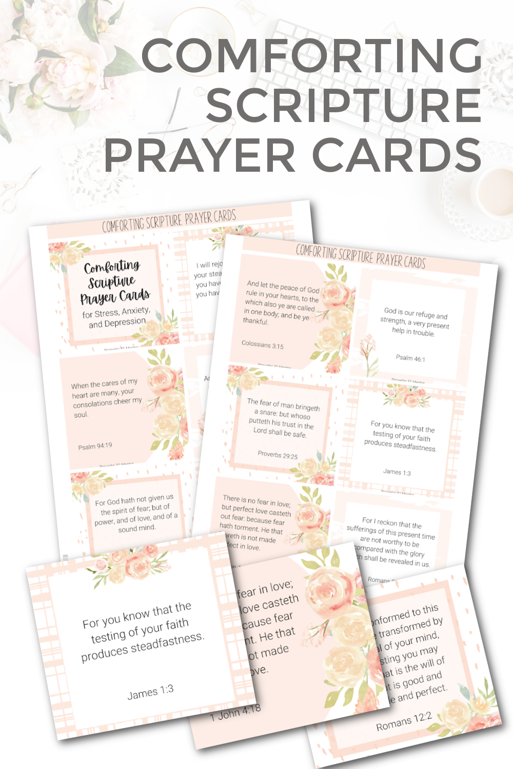 Comforting Scripture Prayer Cards for Stress, Anxiety, and Depression
