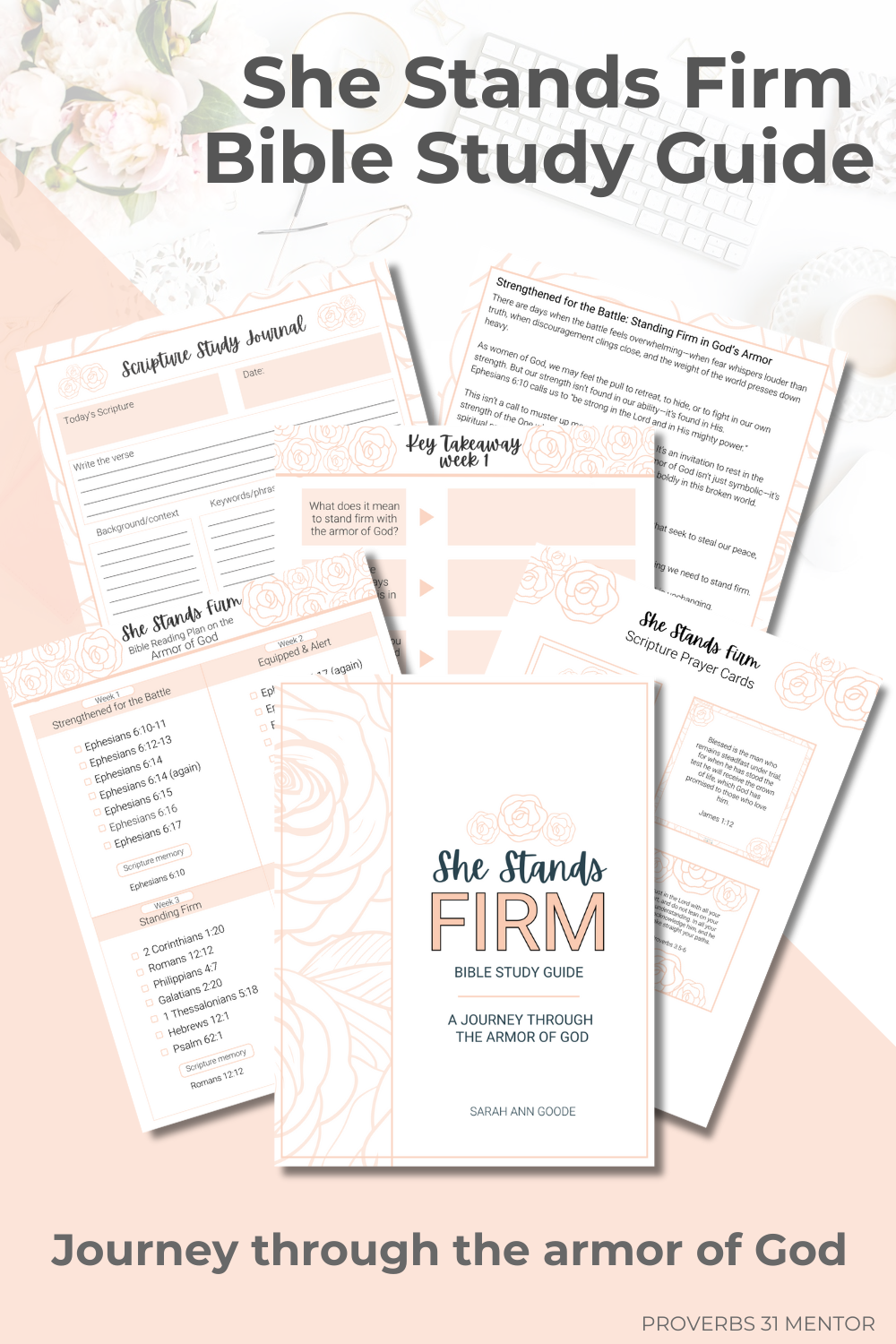 She Stands Firm Bible Study Guide: A Journey Through the Armor of God -FILLABLE