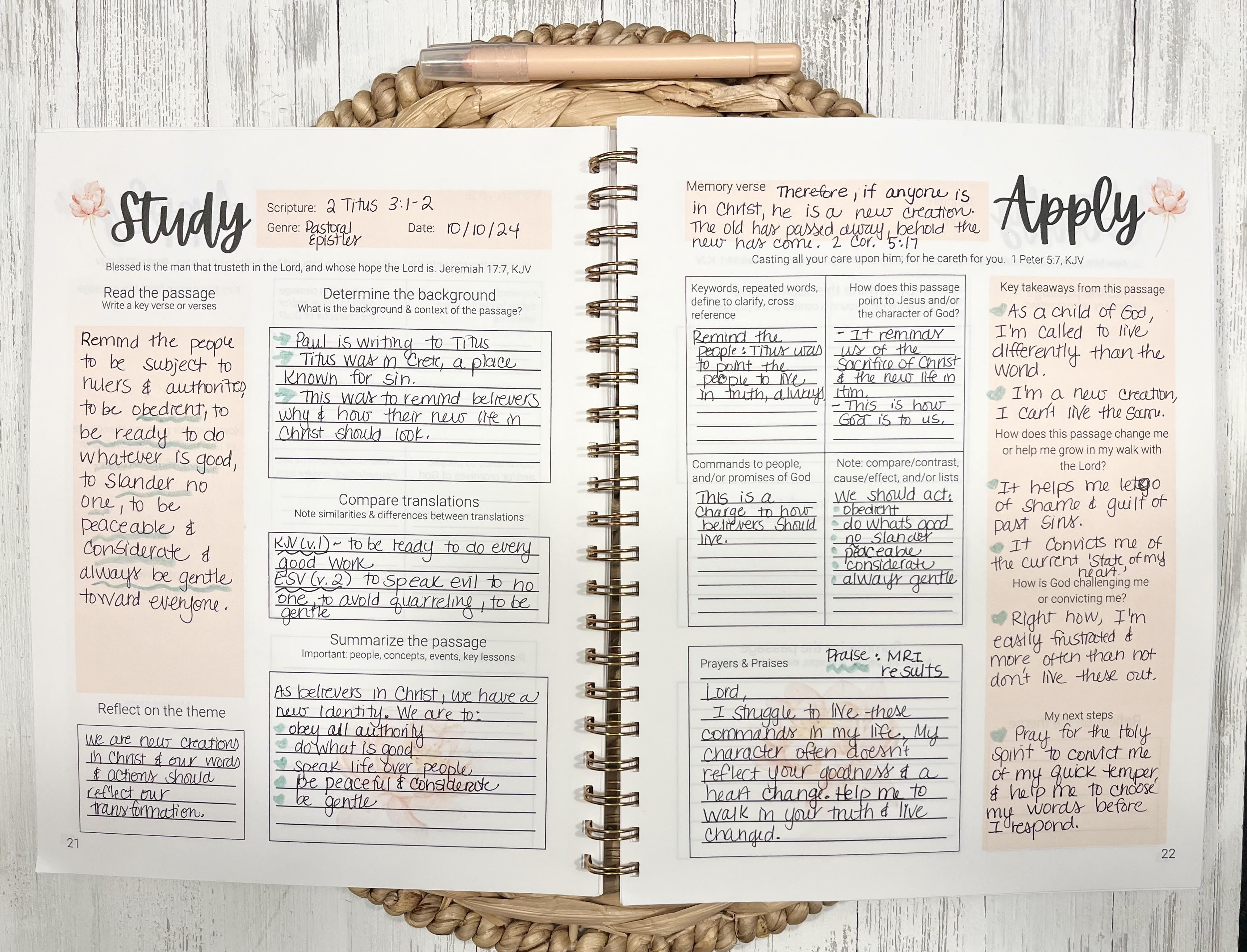 Rooted in the Gospel Bible Study Journal: Printed